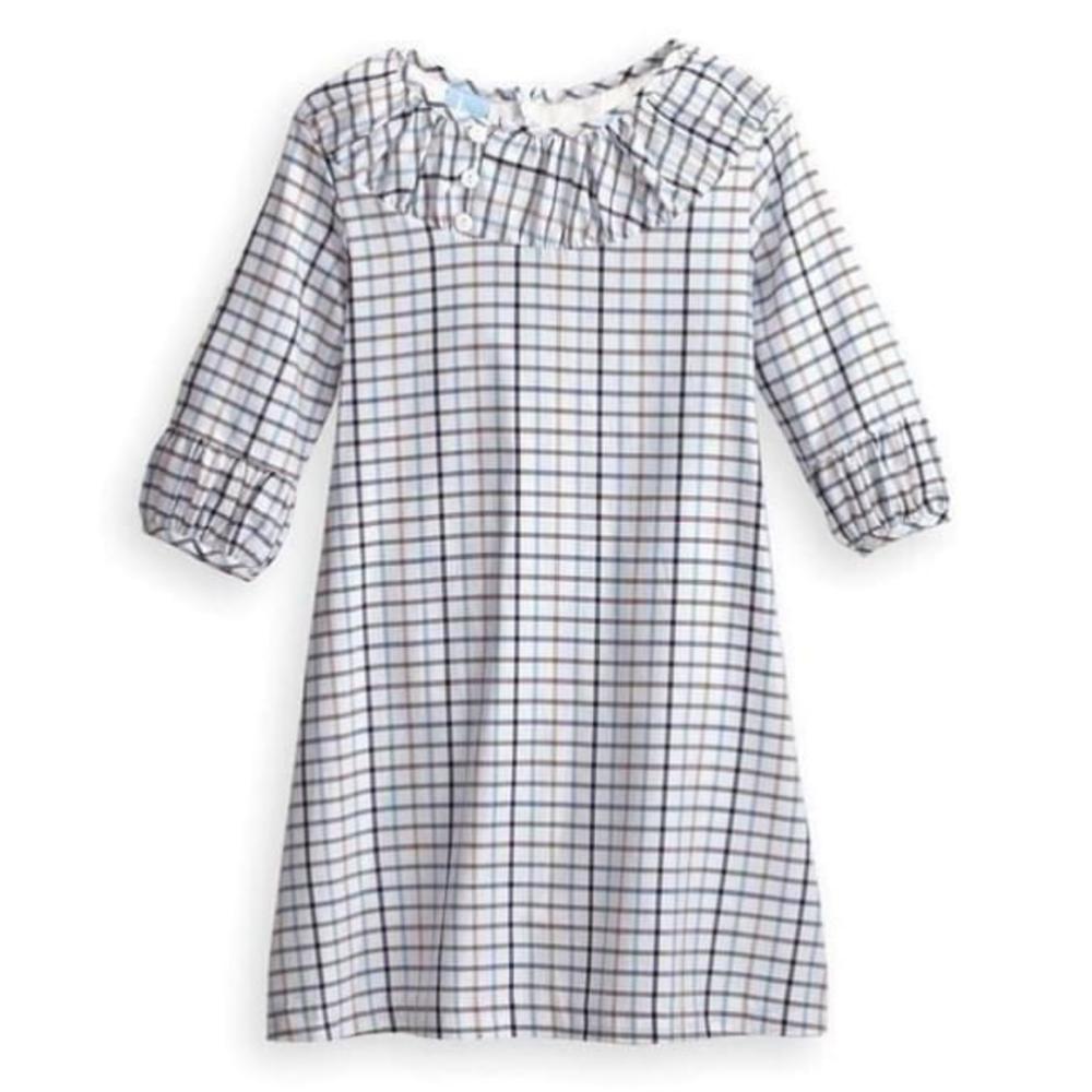 Girls Bella Bliss Printed Blue Checked Pleated Collar Brooke Dress Size‎ 12